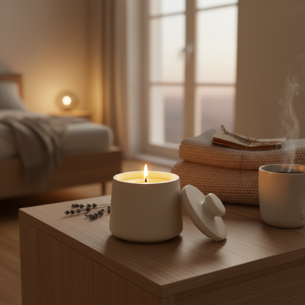 🕯️ Duftkerze in handgefertigter Gipsschale mit Deckel